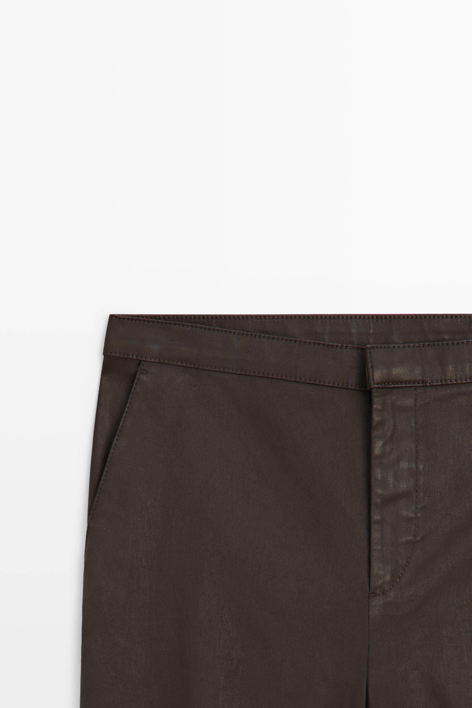 Pantalon flare cropped enduit